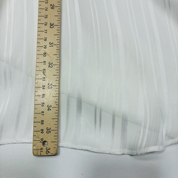 Zara Women Blouse XXL White Sheer Satin Trim Button Down Lightweight Oversized - Picture 10 of 16